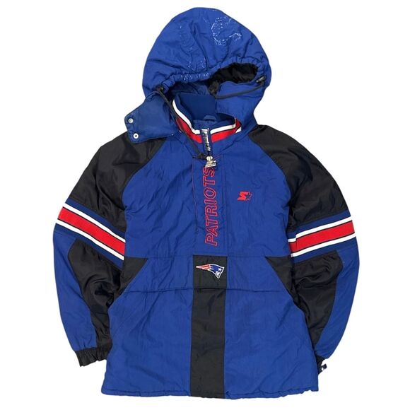 Vintage New England Patriots Starter Jacket Mens Medium NFL Pro Line Hooded 90s - Picture 1 of 13